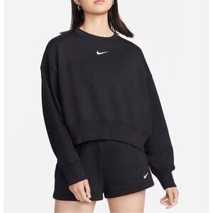Nike Sportswear Phoenix Fleece Oversized Cropped Sweatshirt Black L Streetwear